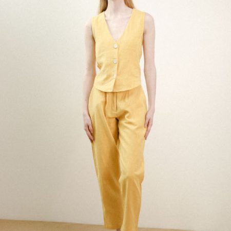 PANTALÓN DE ALGODÓN AMARILLO RECTO PAN PRODUCTO BASICO