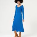 falda de punto midi azul