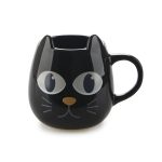 Mug gato negro. Taza mágica. Café. Té. Diseño divertido. Cerámica. Regalo.