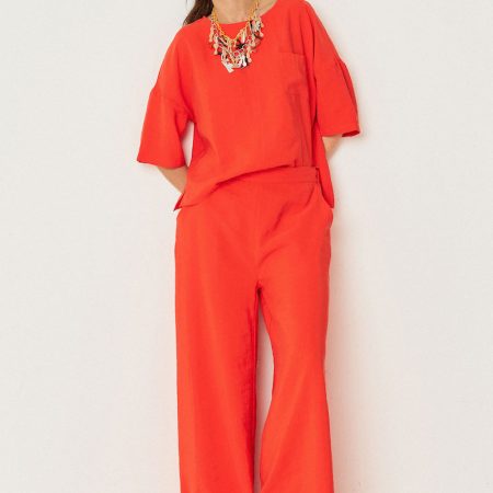 Pantalón palazzo Klodin de SKFK en TENCEL™, con cintura elástica trasera y bolsillos laterales.