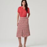 Falda larga estampada geométrica con abertura frontal de Surkana en tejido EcoVero