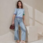 Pantalón vaquero recto azul celeste con bolsillos parche de Surkana