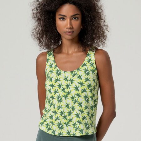 Top de tirantes estampado verde claro en aloe vera de Surkana